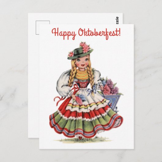 Gelukkig Oktoberfest Duitsland Duitse Vrouw Reizen Briefkaart (Voorkant / Achterkant)
