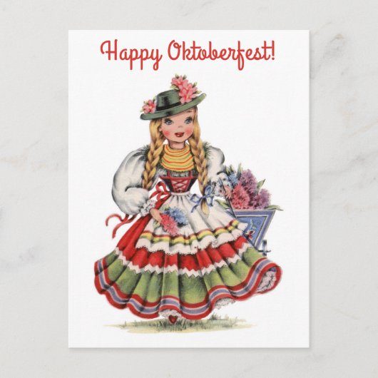 Gelukkig Oktoberfest Duitsland Duitse Vrouw Reizen Briefkaart (Voorkant)
