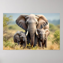 Gelukkig Olifanten Familie Poster