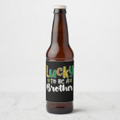 Gelukkig om een broer familie St Patrick's Day te Bier Etiket (Voorkant)