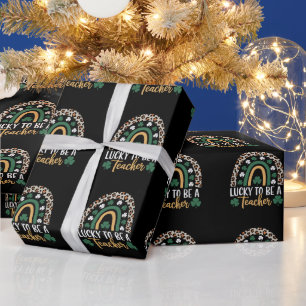 Gelukkig om een leraar regenboog St. Patrick's Day Cadeaupapier