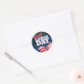 Gelukkig ontwerp van de Arbeidsdag Ronde Sticker (Envelop)