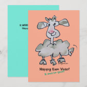 Gelukkig Ooi Jaar! Het wol goed zijn Cartoonschaap Feestdagenkaart (Voorkant / Achterkant)