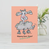 Gelukkig Ooi Jaar! Het wol goed zijn Cartoonschaap Feestdagenkaart (Staand voorkant)