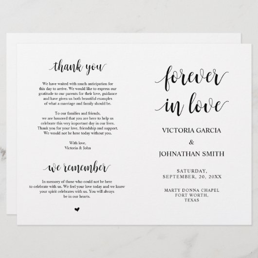 Gelukkig ooit daarna, Ceremony Foldable Programma' (Voorkant / Achterkant)