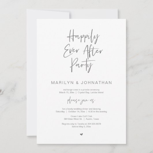 Gelukkig ooit daarna, een bruiloftsfeest kaart (Voorkant)