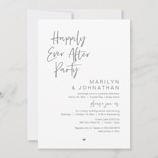 Gelukkig ooit daarna, een bruiloftsfeest kaart (Voorkant)