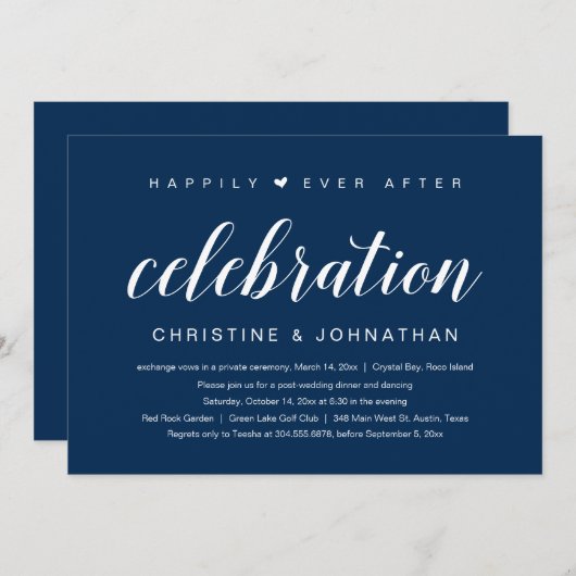 Gelukkig ooit daarna, een bruiloftsfeest kaart (Voorkant / Achterkant)