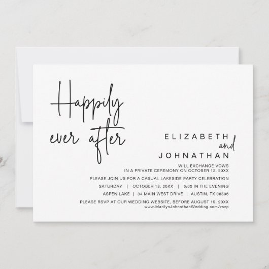 Gelukkig ooit daarna, een bruiloftsfeest kaart (Voorkant)