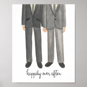 Gelukkig ooit daarna, Gay Wedding Couple-kunstdruk Poster