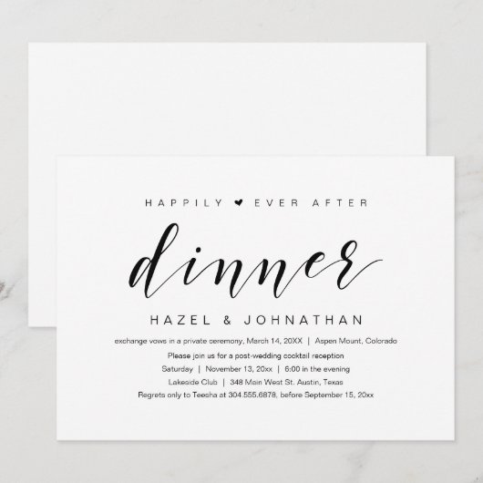 Gelukkig ooit daarna, het Dinner van de Bouw van d Kaart (Voorkant / Achterkant)