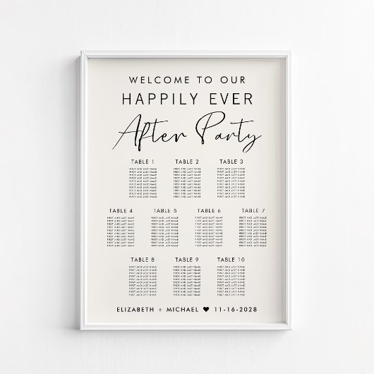 Gelukkig ooit na 10 tafel bruiloft zitplaatsen gra poster