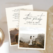 Gelukkig ooit na 2 foto crème bruiloft receptie aankondiging