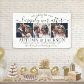 Gelukkig ooit na 3 Foto Elegant Wedding Welkom Spandoek