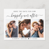 Gelukkig ooit na 3 Foto sparen de Datum Aankondigingskaart (Voorkant)