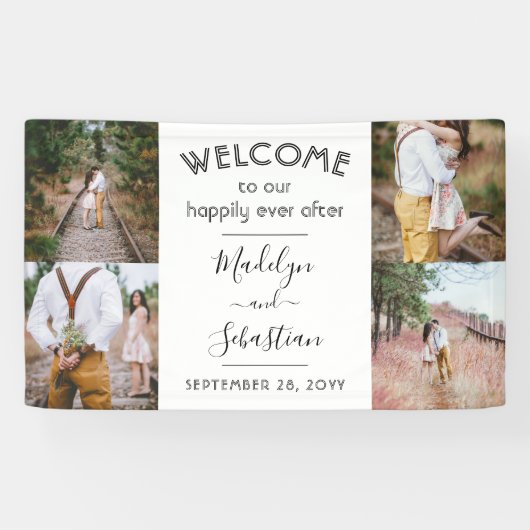 Gelukkig ooit na 4 foto's Eenvoudig bruiloft Welko Spandoek (Horizontaal)