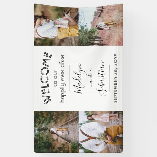 Gelukkig ooit na 4 foto's Eenvoudig bruiloft Welko Spandoek (Verticaal)