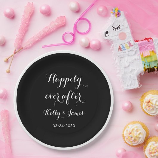 Gelukkig ooit na 9"huwelijkspapier Borden Papieren Bordje (Feest)