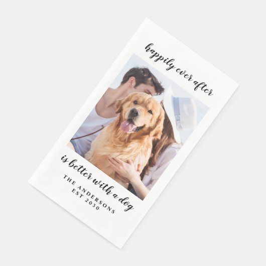 Gelukkig ooit na aangepaste fotobruiloft Napkins Servet (Hoek)