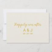 Gelukkig ooit na albasten witgouden monogram bedankkaart (Voorkant)