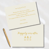 Gelukkig ooit na albasten witgouden monogram bedankkaart