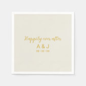 Gelukkig ooit na albasten witgouden monogram servet (Voorkant)