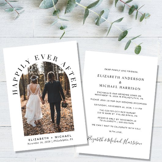 Gelukkig ooit na Arch Photo Wedding Aankondiging