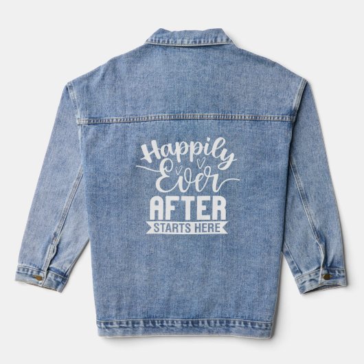 Gelukkig ooit na begint hier bruid denim jacket (Achterkant)
