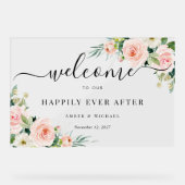 Gelukkig ooit na bloem bruiloft acryl teken acryl bord (Voorkant)