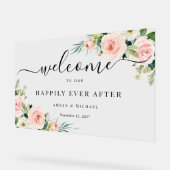 Gelukkig ooit na bloem bruiloft acryl teken acryl bord (Hoek)