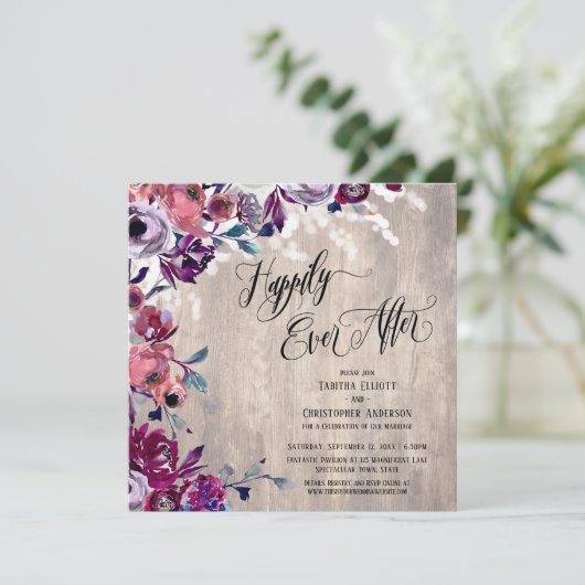 Gelukkig ooit na blote bloemen Bleek hout en licht Kaart (Staand voorkant)