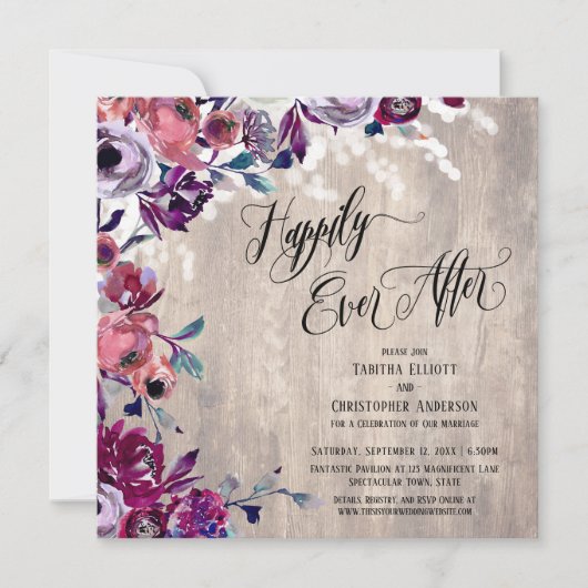 Gelukkig ooit na blote bloemen Bleek hout en licht Kaart (Voorkant)