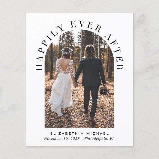 Gelukkig ooit na boog foto ontvangst uitnodiging (Voorkant)