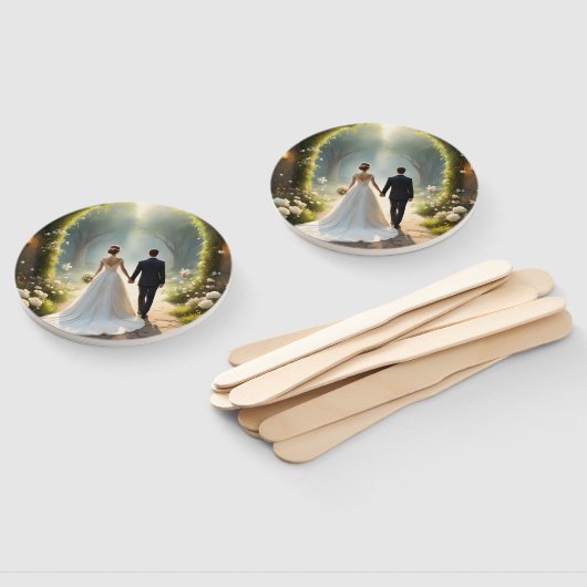 Gelukkig ooit na bruid en bruidegom, handwaaier (Niet-gemonteerd)