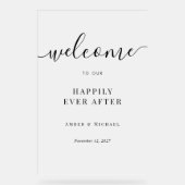 Gelukkig ooit na bruiloft acryl teken bord (Voorkant)