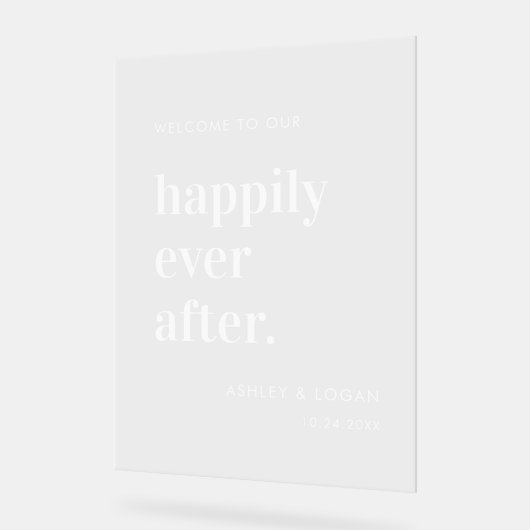 Gelukkig ooit na bruiloft acryl welkomstbord acryl bord (Hoek)