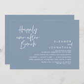 Gelukkig ooit na bruiloft brunch, Dusty Blue Kaart (Voorkant / Achterkant)