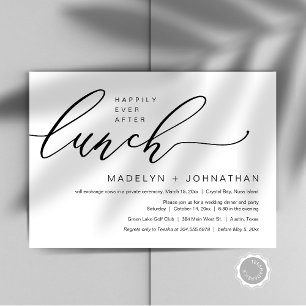 Gelukkig ooit na bruiloft Elopement Lunch Party Kaart