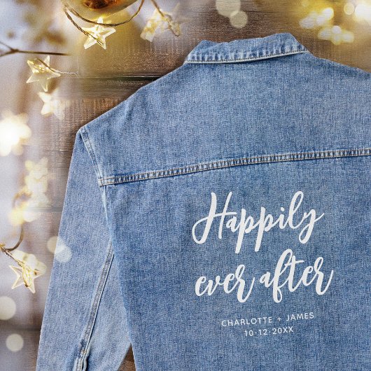 Gelukkig ooit na bruiloft gepersonaliseerd denim jacket