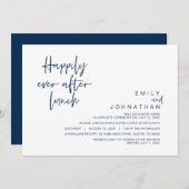 Gelukkig ooit na bruiloft lunch, Navy Blue Kaart (Voorkant / Achterkant)