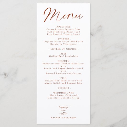 Gelukkig ooit na bruiloft menu Elegant Boho (Voorkant)