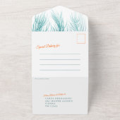 Gelukkig ooit na bruiloft palmgroen sinaasappel all in one uitnodiging (Buitenkant)