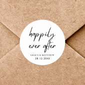 Gelukkig ooit na bruiloft receptie feest ronde sticker