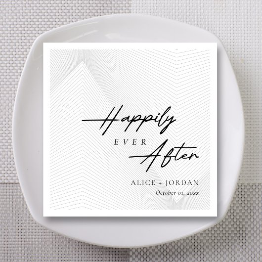 Gelukkig ooit na bruiloft servetten:  Script Servet