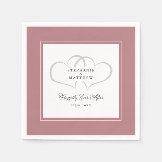 Gelukkig ooit na bruiloft Verloving Dusty Roos Servet (Voorkant)