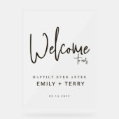 Gelukkig ooit na bruiloft Welkom Frosted Acryl Bord (Voorkant)