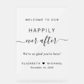 Gelukkig ooit na bruiloft Welkom Frosted Acryl Bord (Voorkant)