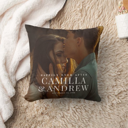 Gelukkig ooit na bruiloftsparen Foto Kussen (Deken)