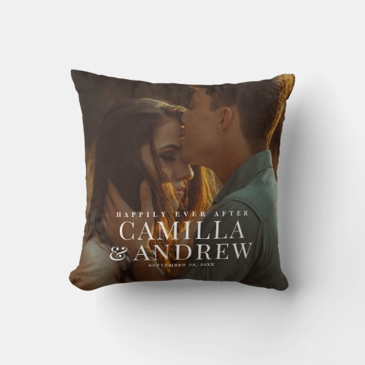 Gelukkig ooit na bruiloftsparen Foto Kussen (Voorkant)