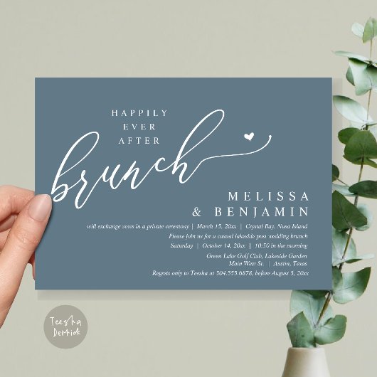 Gelukkig ooit na brunch bruiloft Elopement Kaart